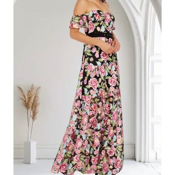 Dress The Population Lara Embroidered Dress Gown Size Medium $488 - Picture 5 of 5